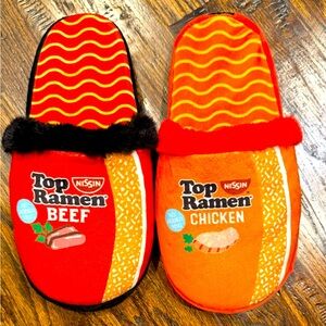 Odd Sox Top Ramen Slippers - Red and Orange - Beef and Chicken | Sz L - Unisex